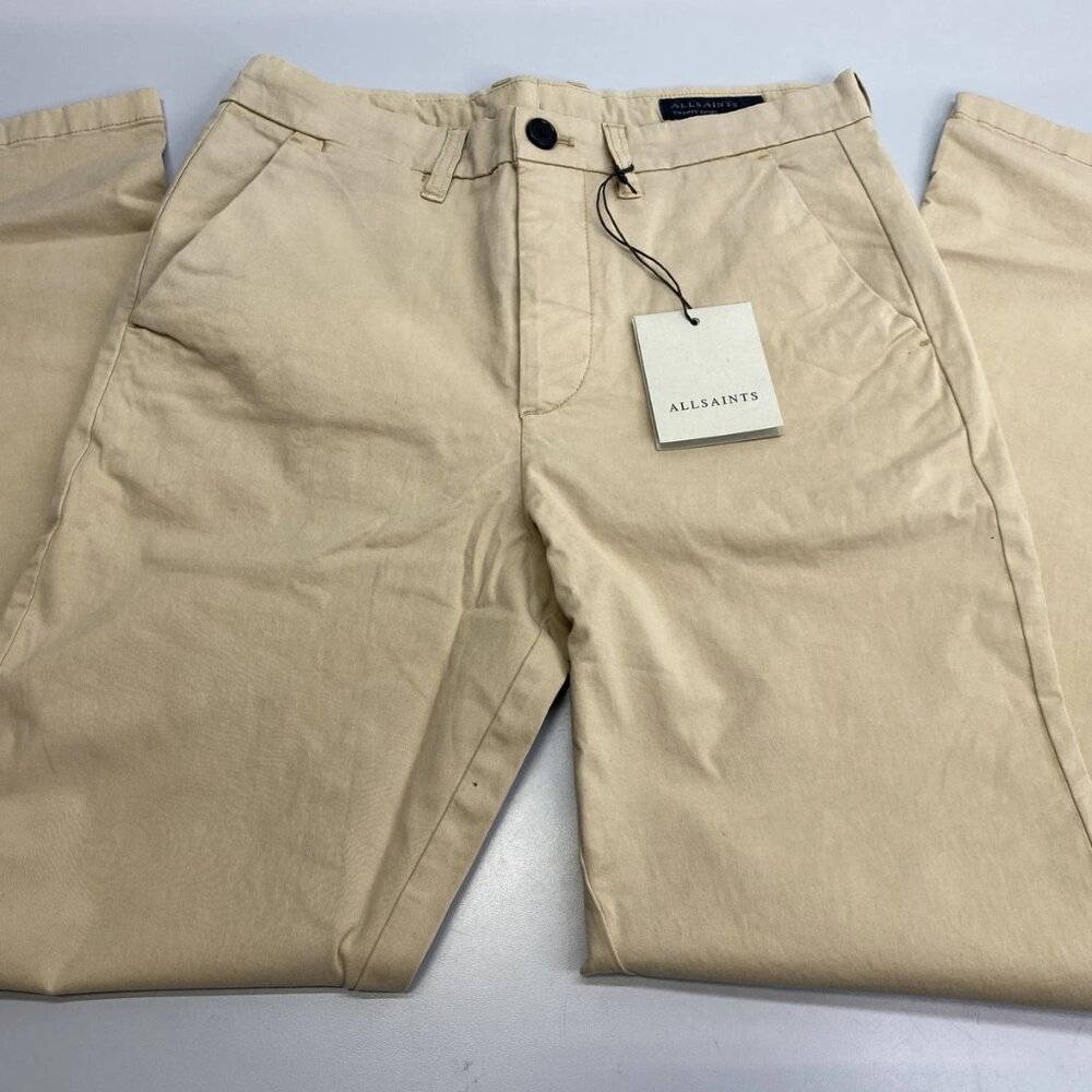 AllSaints Men’s Elm Slim Trouser – Stone Taupe Beige – Size 28